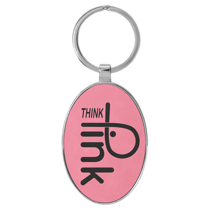 Leatherette/Metal Bamboo Oval Keychain 3" x 1.75"