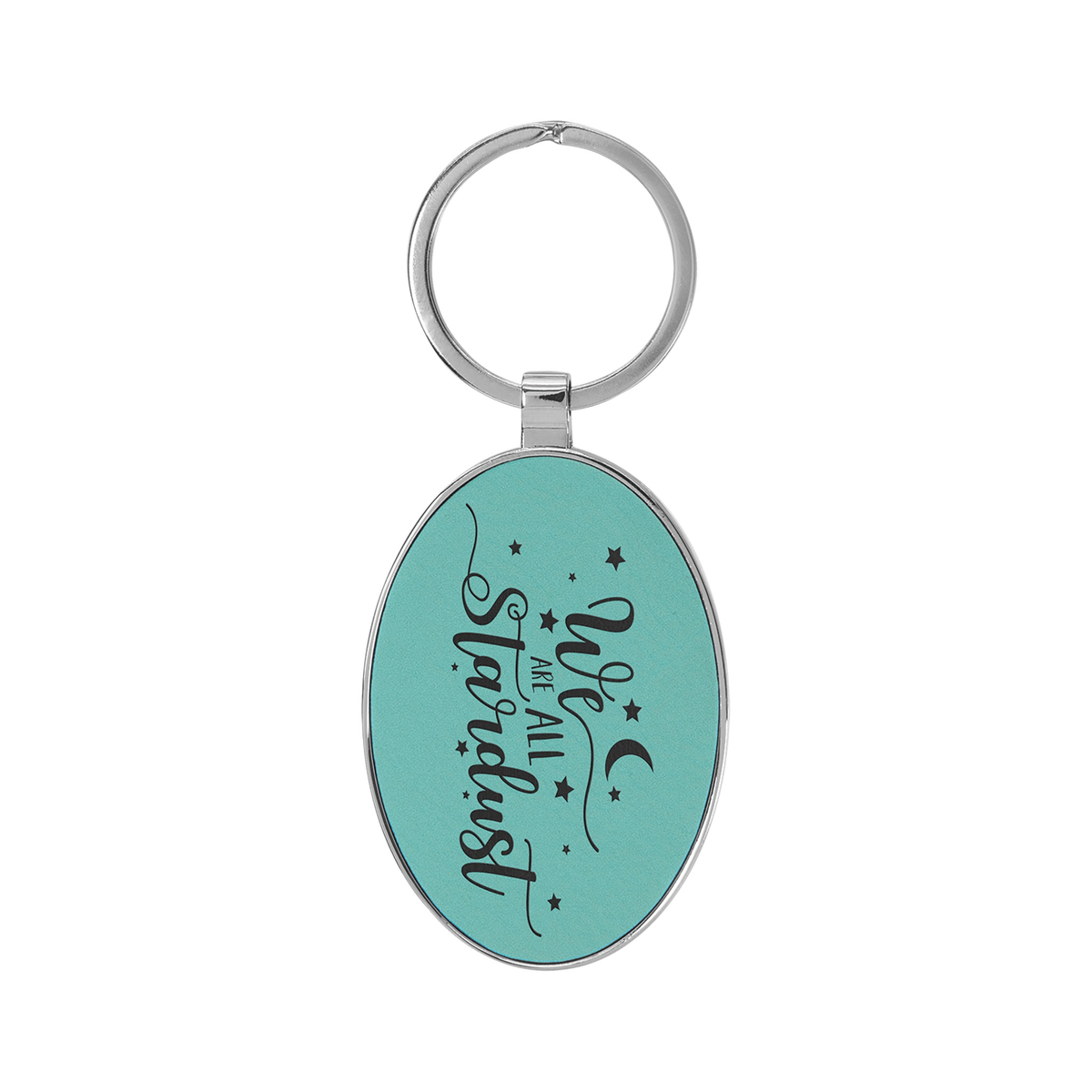 Leatherette/Metal Bamboo Oval Keychain 3" x 1.75"