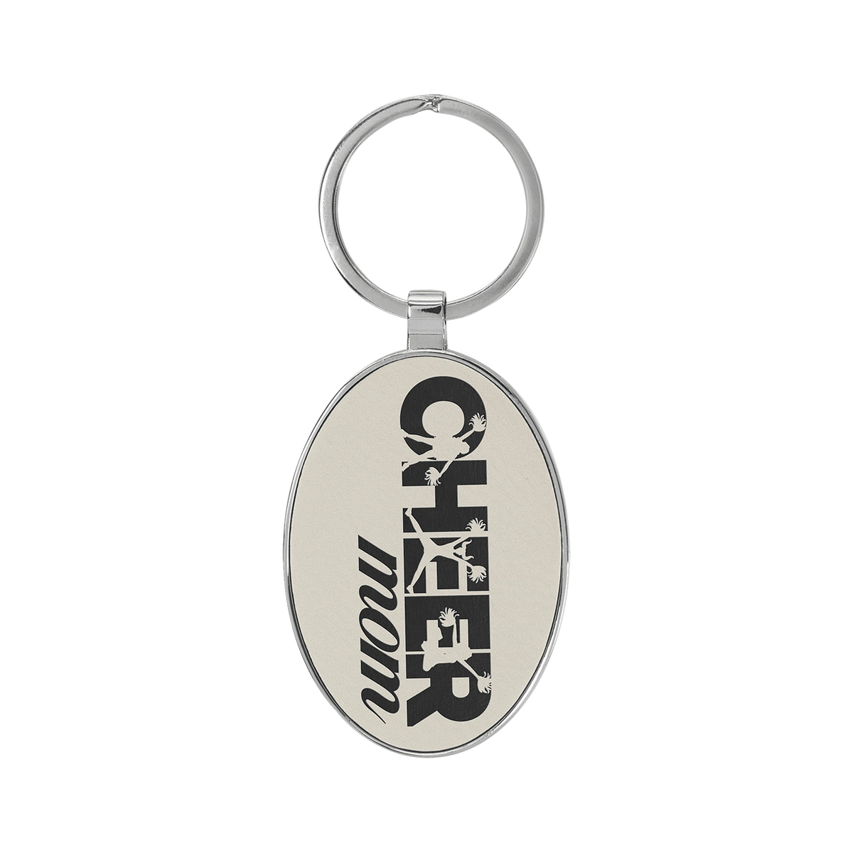 Leatherette/Metal Bamboo Oval Keychain 3" x 1.75"