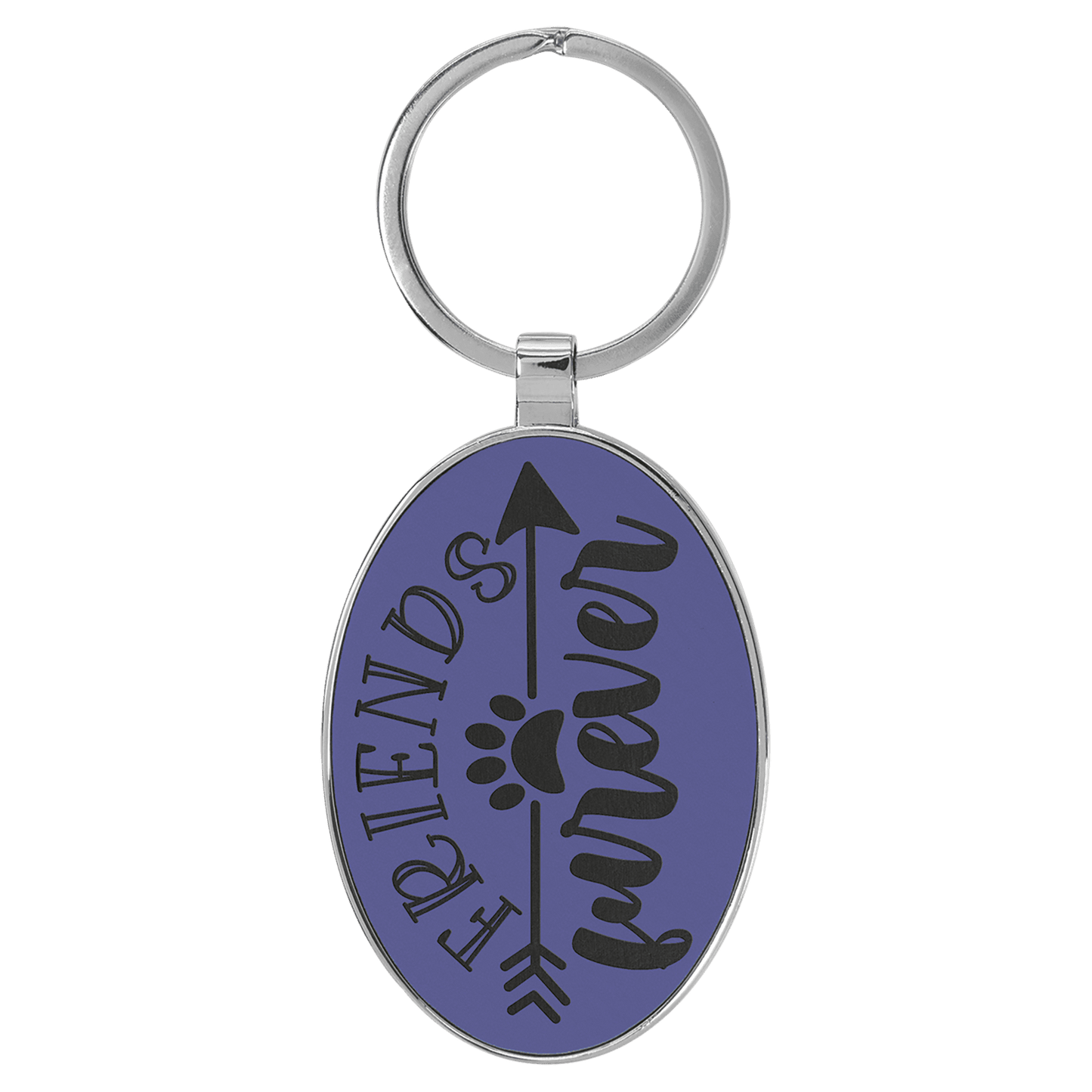 Leatherette/Metal Bamboo Oval Keychain 3" x 1.75"