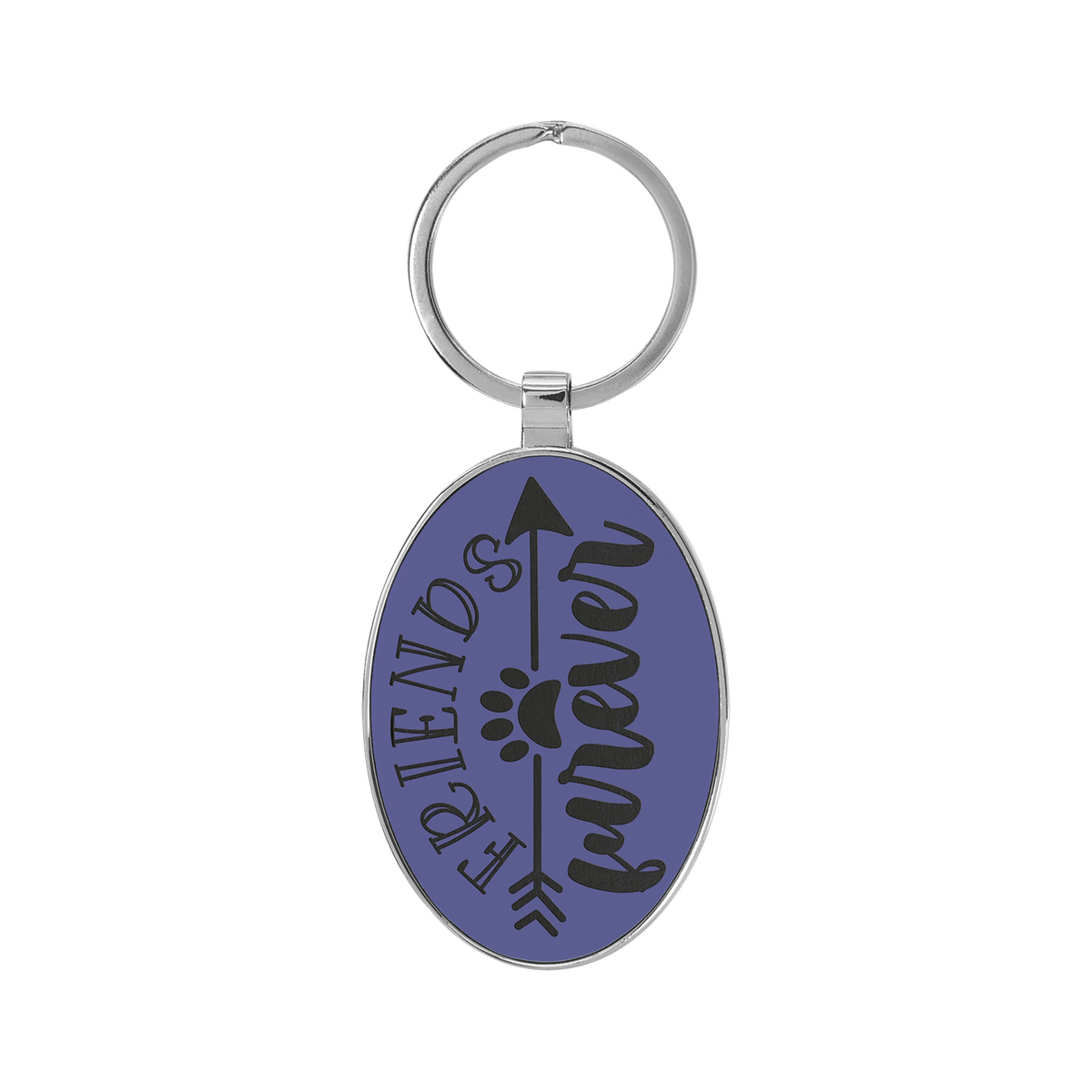 Leatherette/Metal Bamboo Oval Keychain 3" x 1.75"