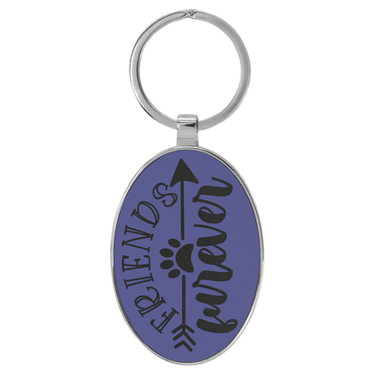 Leatherette/Metal Bamboo Oval Keychain 3" x 1.75"