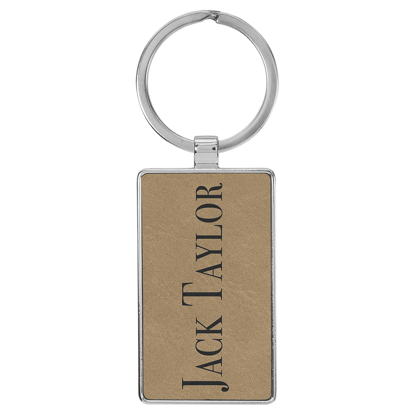 Leatherette/Metal Rectangle Keychain 3" x 1.75"