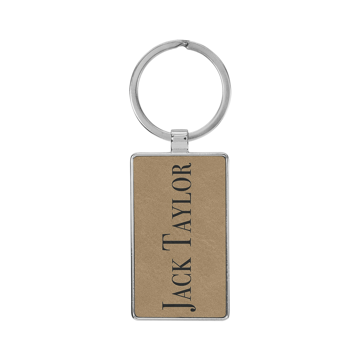 Leatherette/Metal Rectangle Keychain 3" x 1.75"