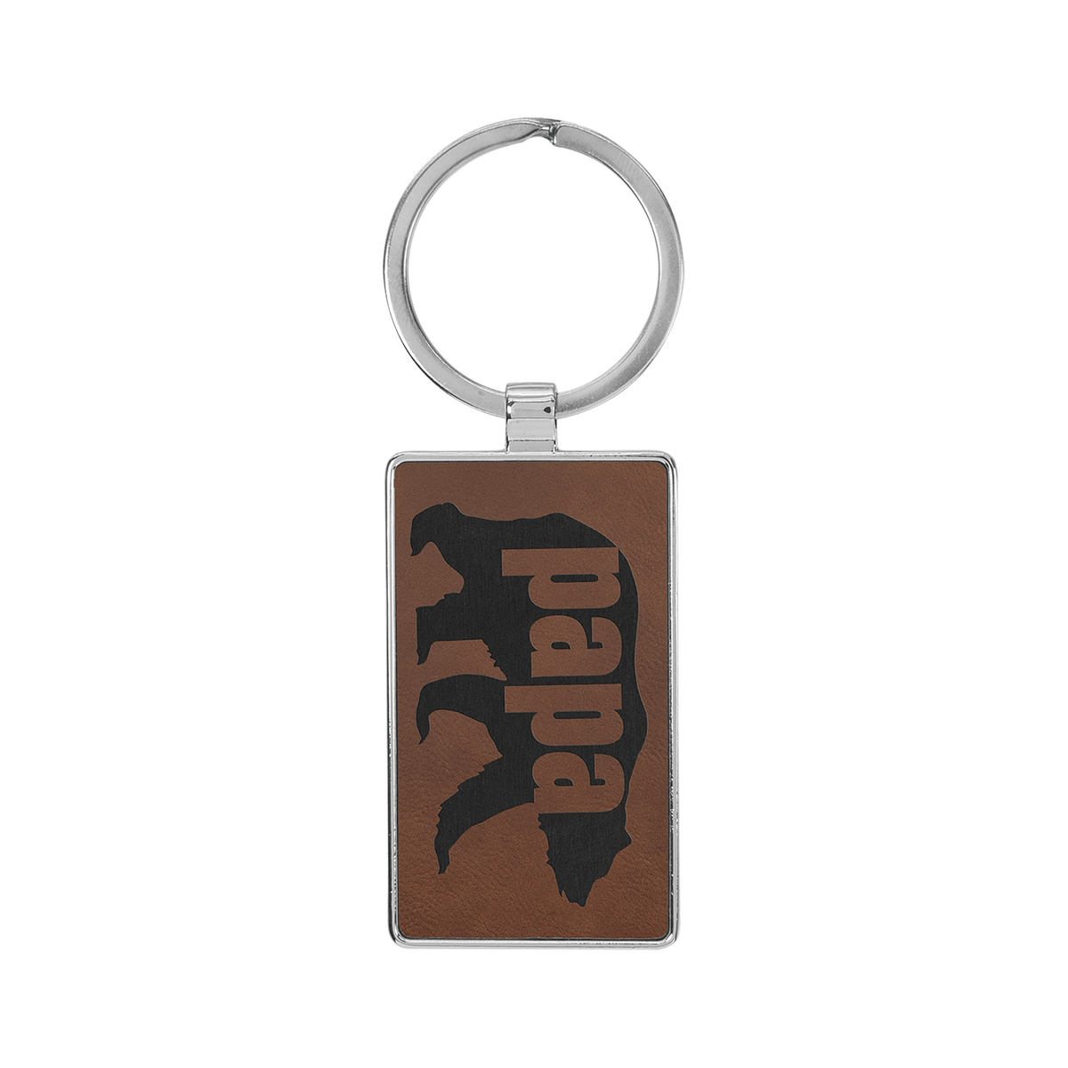 Leatherette/Metal Rectangle Keychain 3" x 1.75"