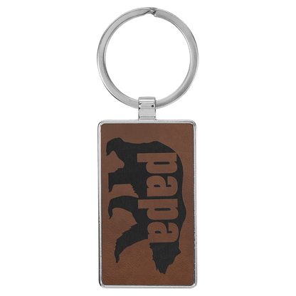 Leatherette/Metal Rectangle Keychain 3" x 1.75"