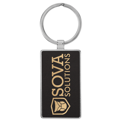 Leatherette/Metal Rectangle Keychain 3" x 1.75"