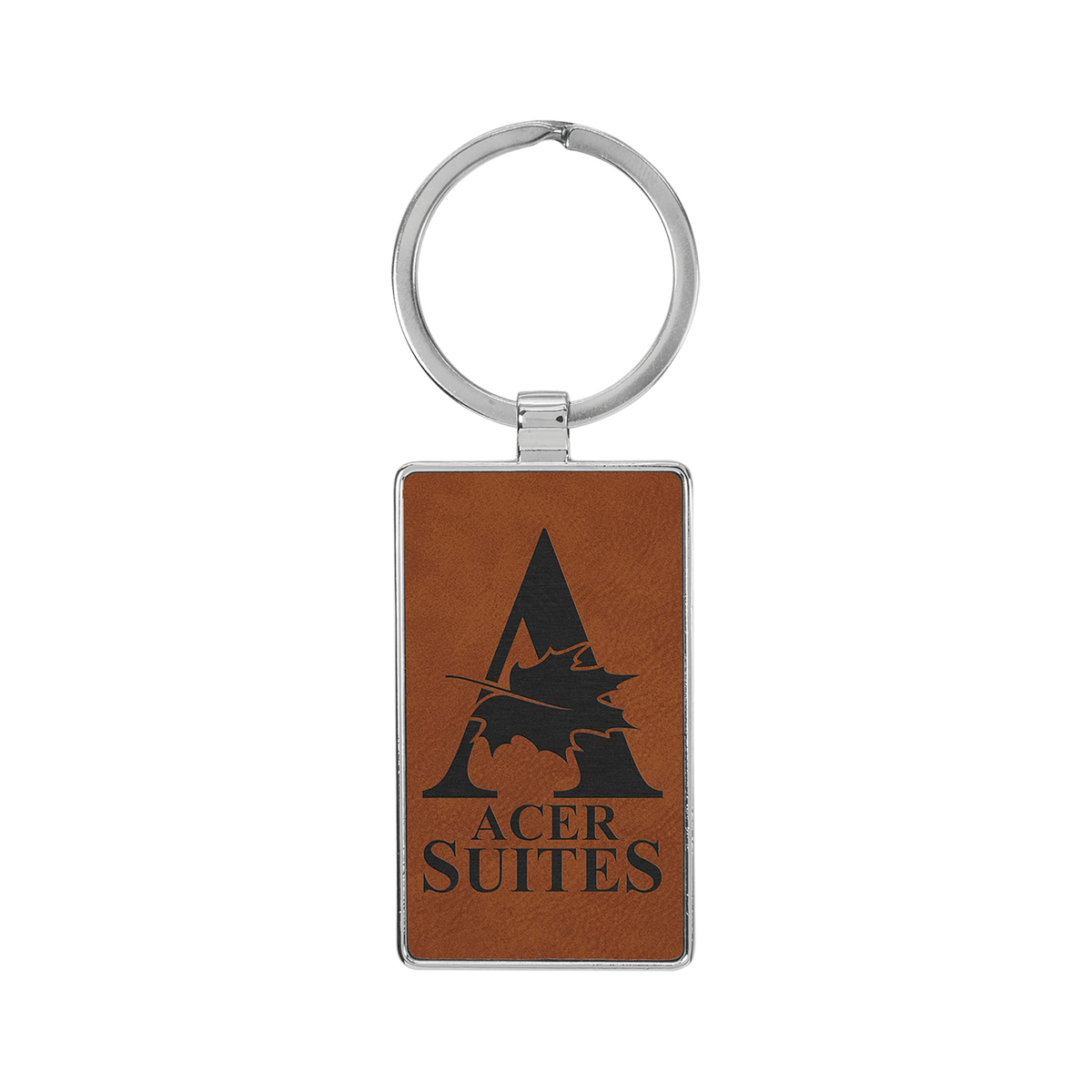 Leatherette/Metal Rectangle Keychain 3" x 1.75"