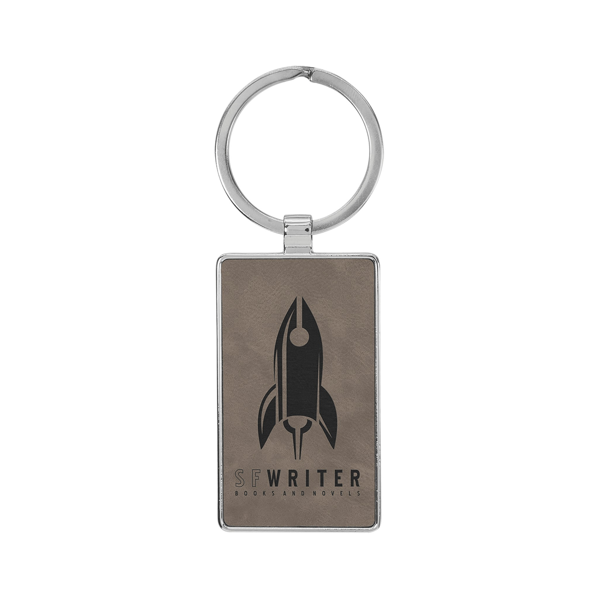 Leatherette/Metal Rectangle Keychain 3" x 1.75"