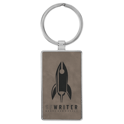 Leatherette/Metal Rectangle Keychain 3" x 1.75"