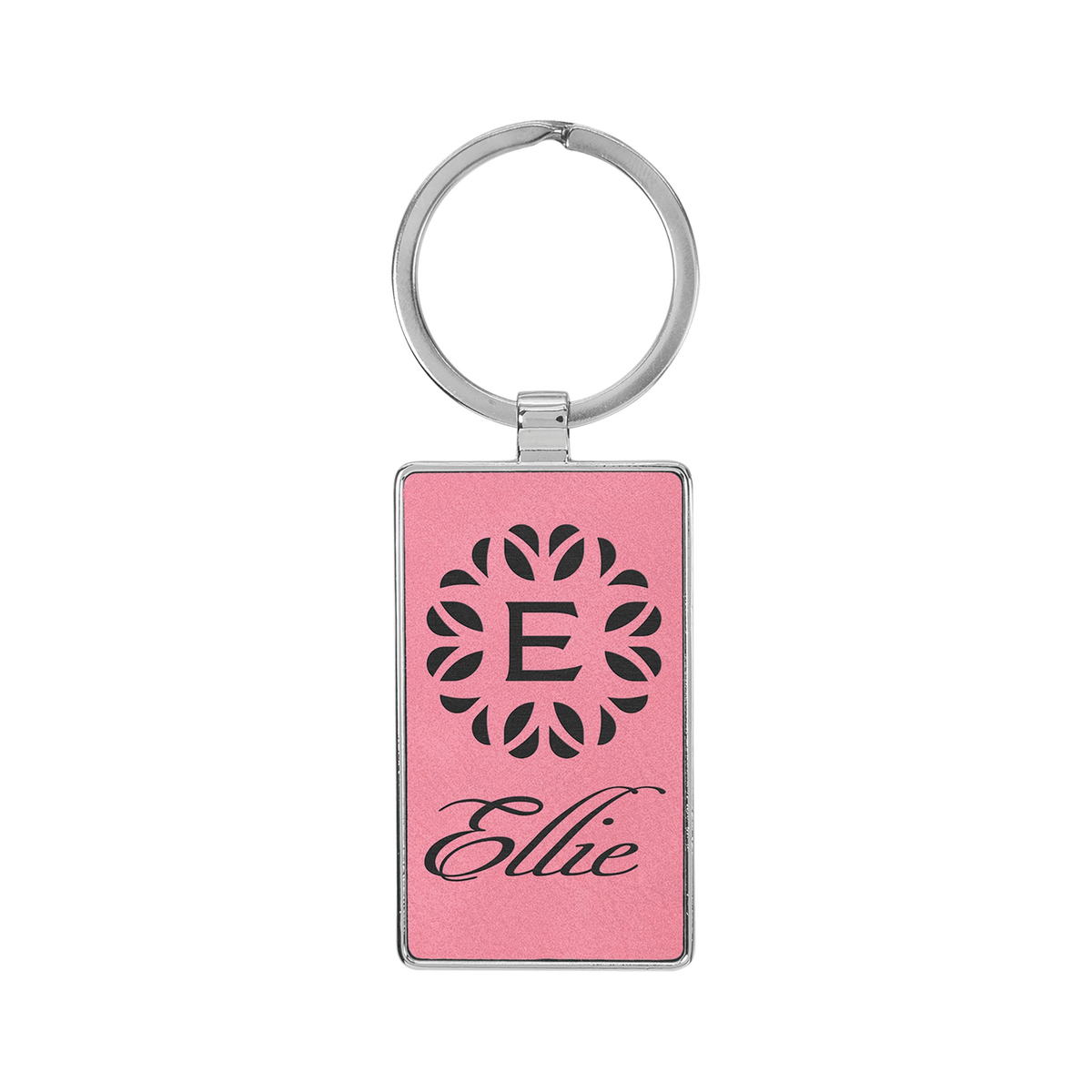 Leatherette/Metal Rectangle Keychain 3" x 1.75"