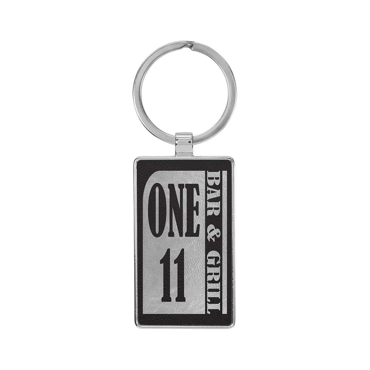 Leatherette/Metal Rectangle Keychain 3" x 1.75"