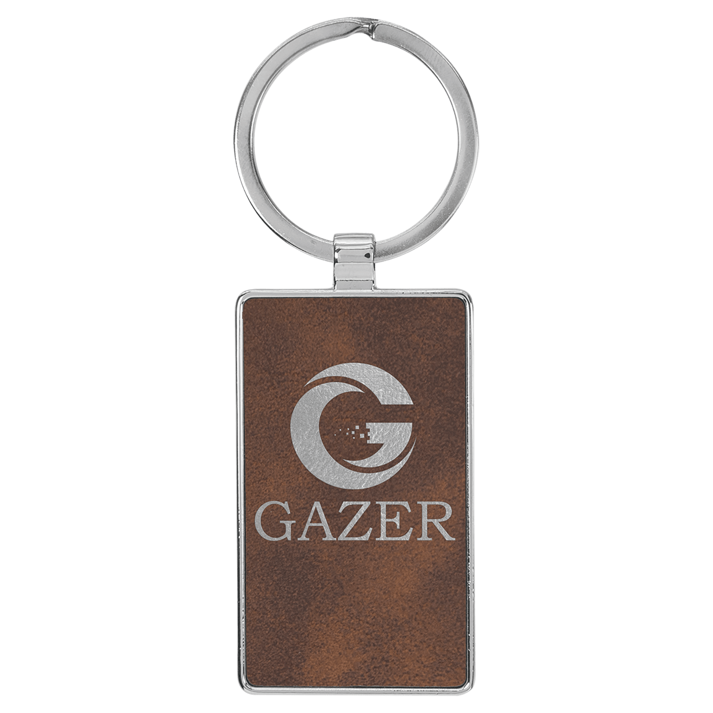 Leatherette/Metal Rectangle Keychain 3" x 1.75"