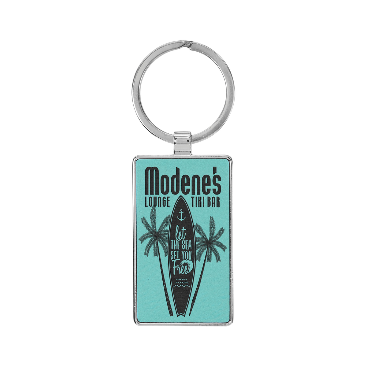 Leatherette/Metal Rectangle Keychain 3" x 1.75"