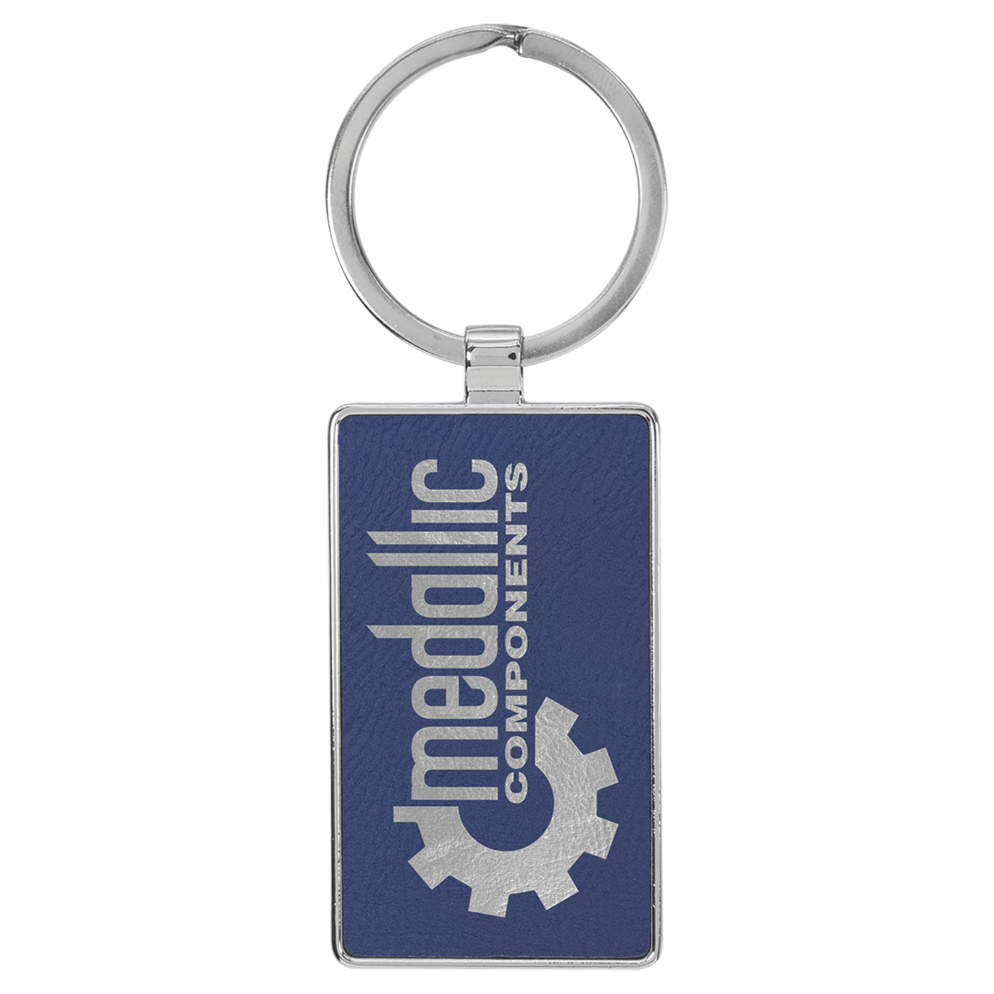 Leatherette/Metal Rectangle Keychain 3" x 1.75"