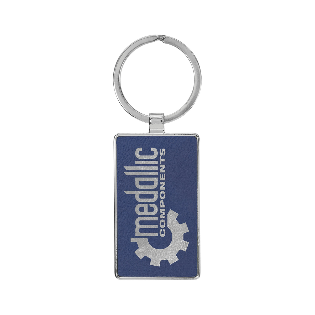 Leatherette/Metal Rectangle Keychain 3" x 1.75"
