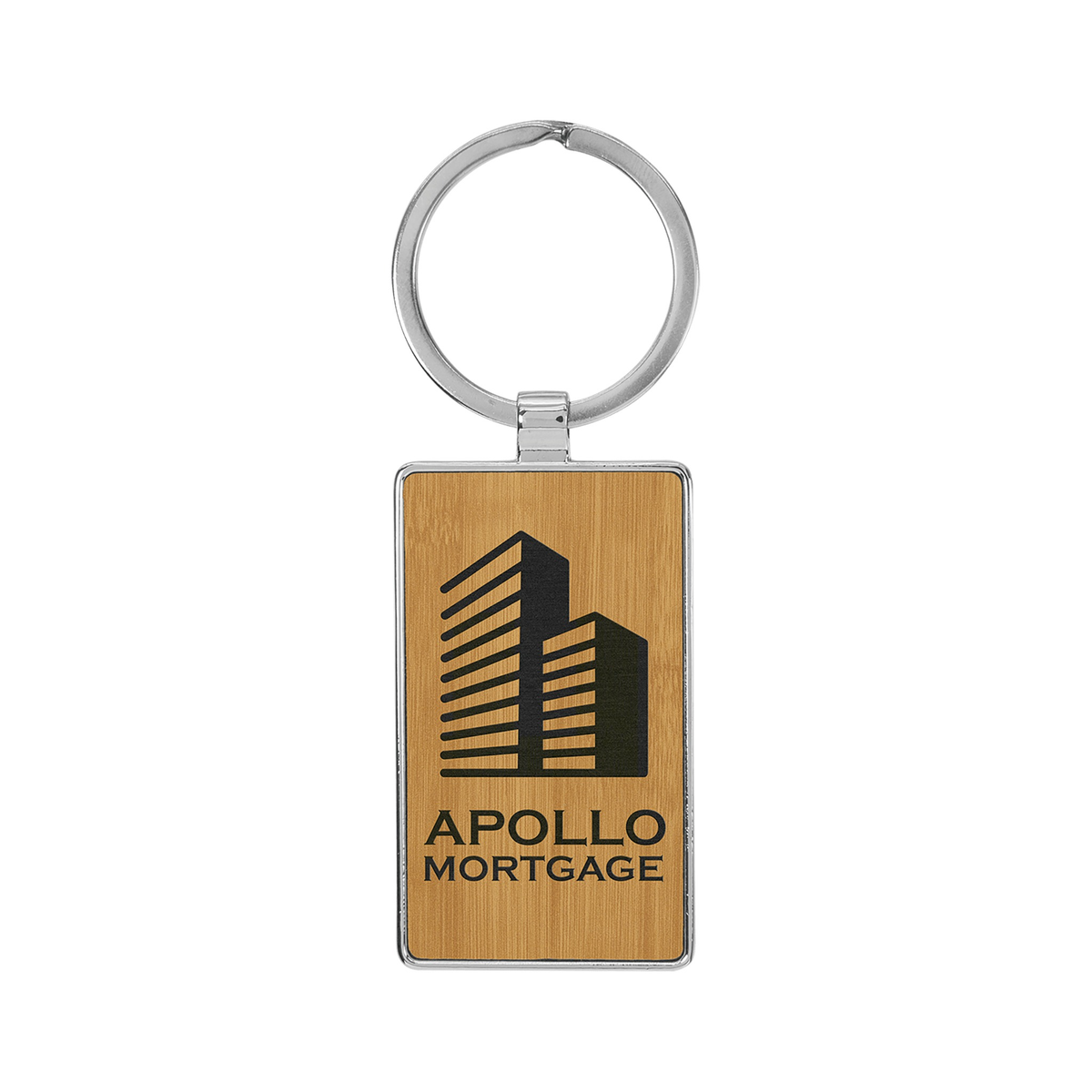 Leatherette/Metal Rectangle Keychain 3" x 1.75"