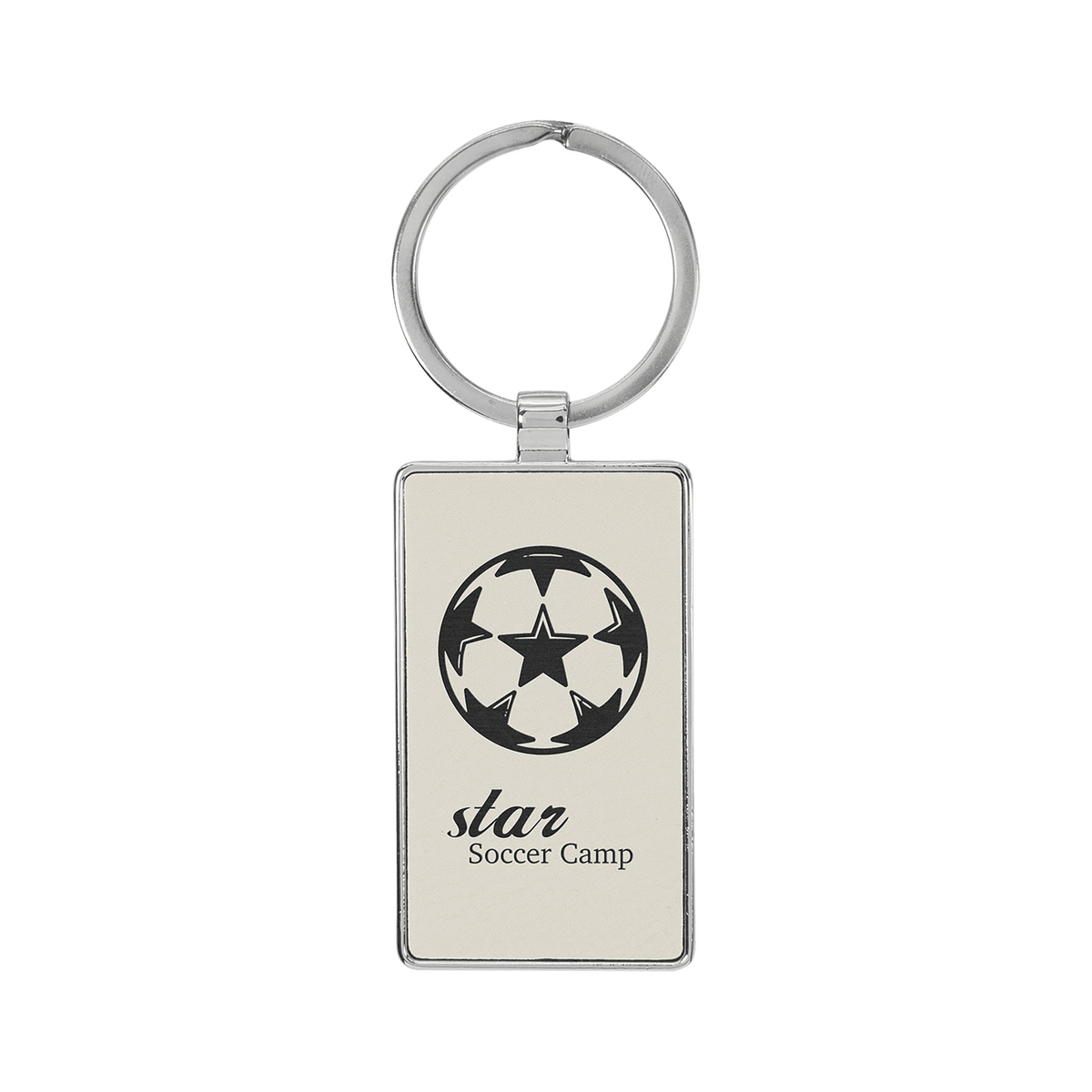 Leatherette/Metal Rectangle Keychain 3" x 1.75"