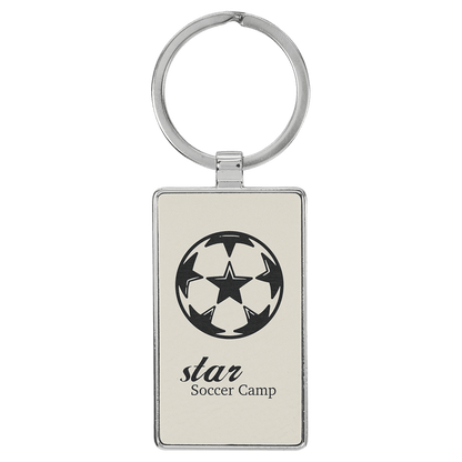 Leatherette/Metal Rectangle Keychain 3" x 1.75"