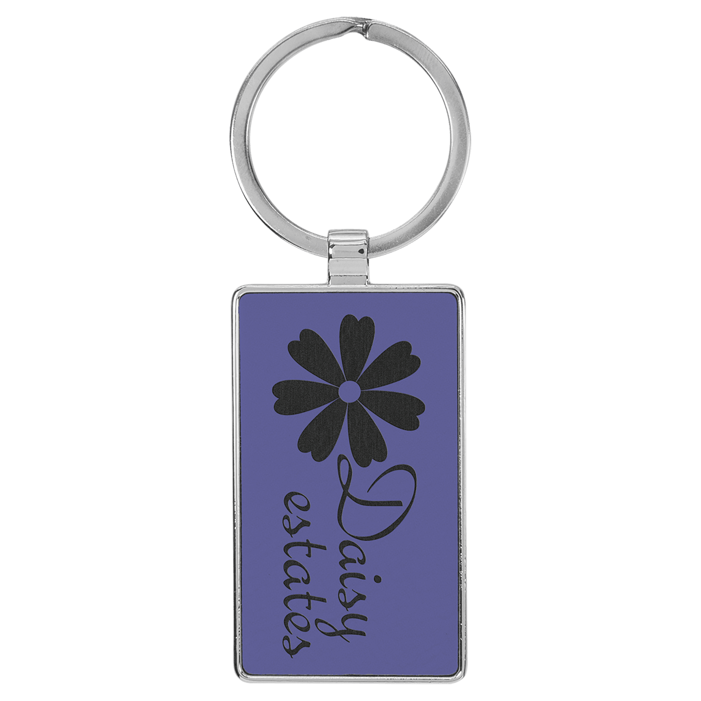Leatherette/Metal Rectangle Keychain 3" x 1.75"