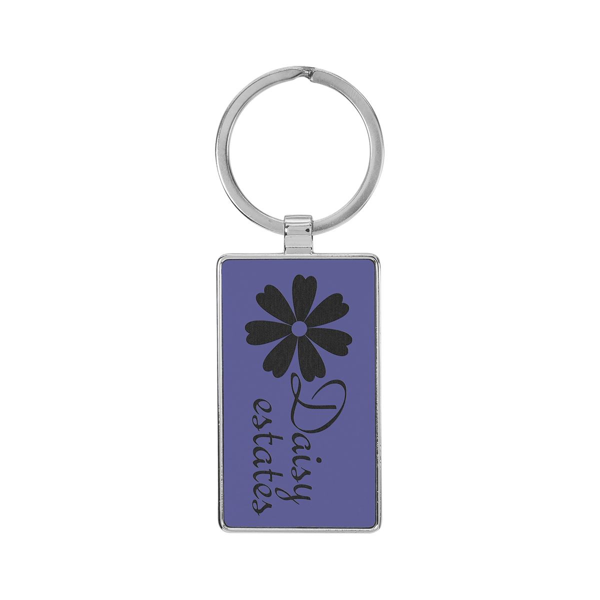Leatherette/Metal Rectangle Keychain 3" x 1.75"