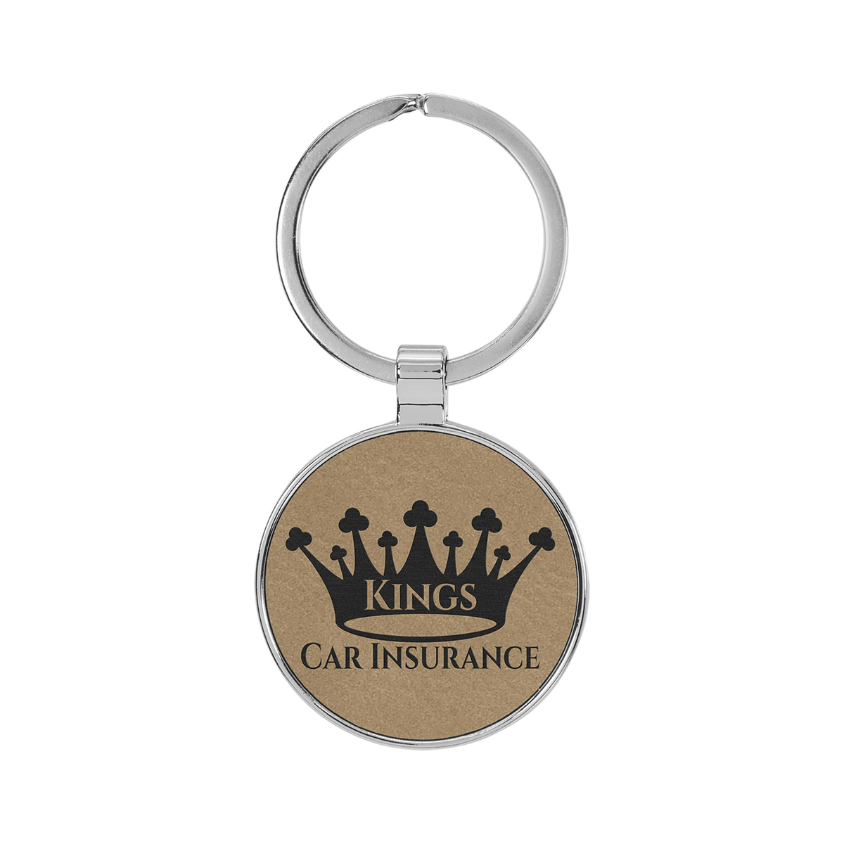 Leatherette/Metal Round Keychain 1.5"