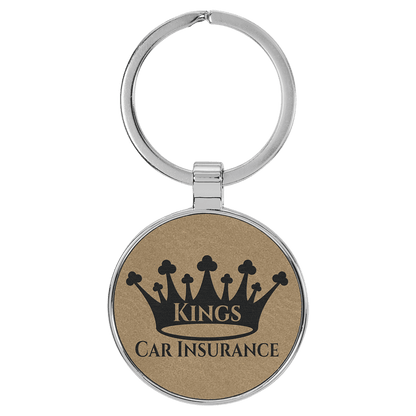 Leatherette/Metal Round Keychain 1.5"