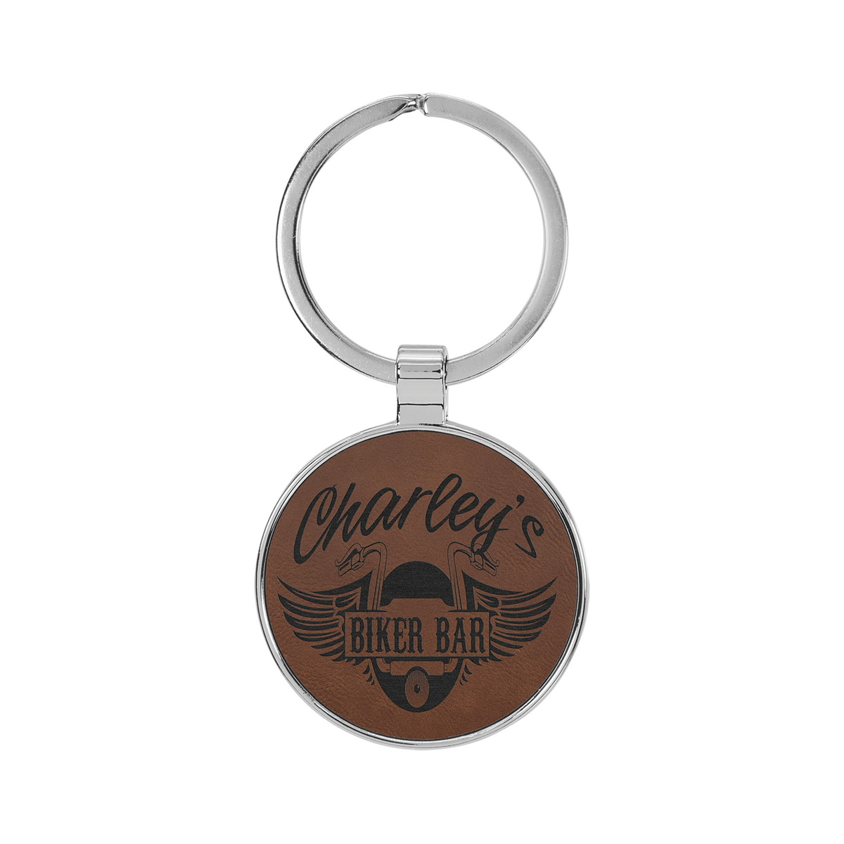 Leatherette/Metal Round Keychain 1.5"