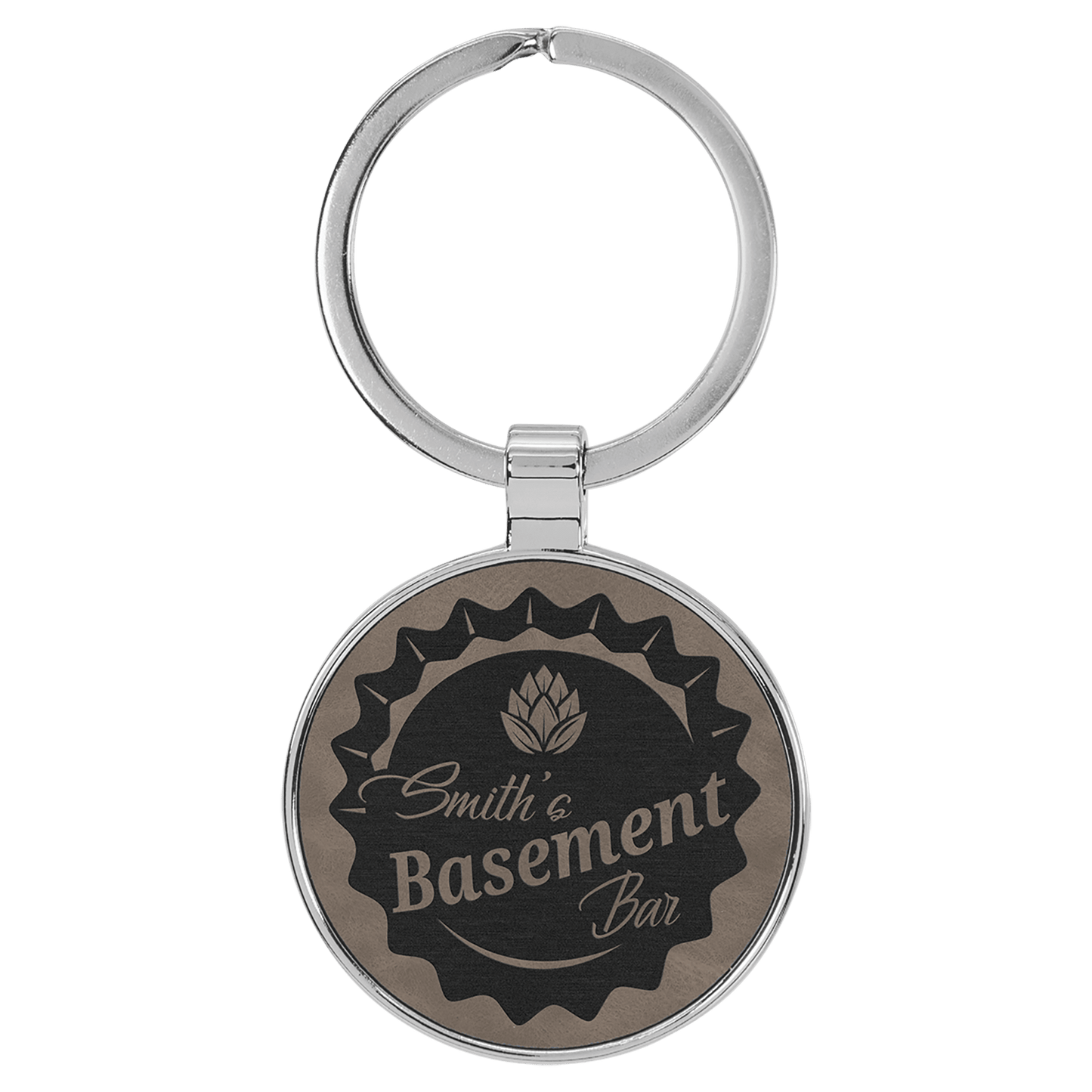 Leatherette/Metal Round Keychain 1.5"
