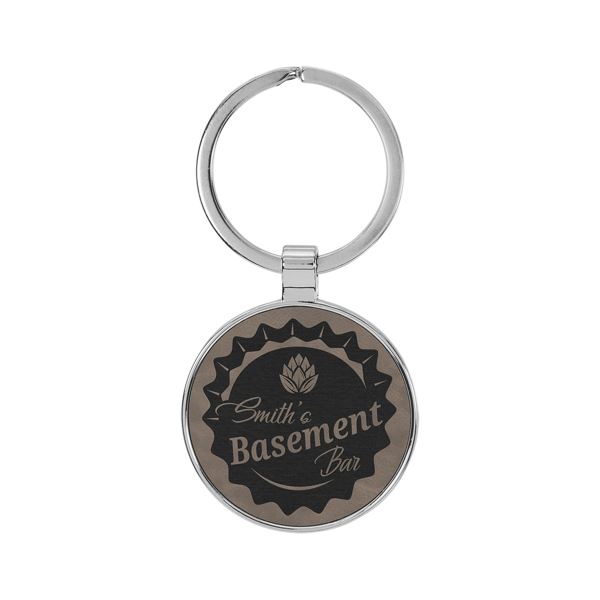 Leatherette/Metal Round Keychain 1.5"