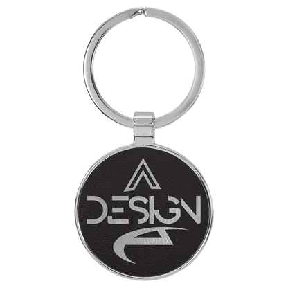 Leatherette/Metal Round Keychain 1.5"