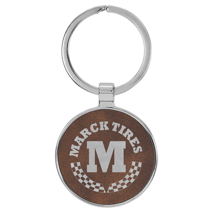 Leatherette/Metal Round Keychain 1.5"