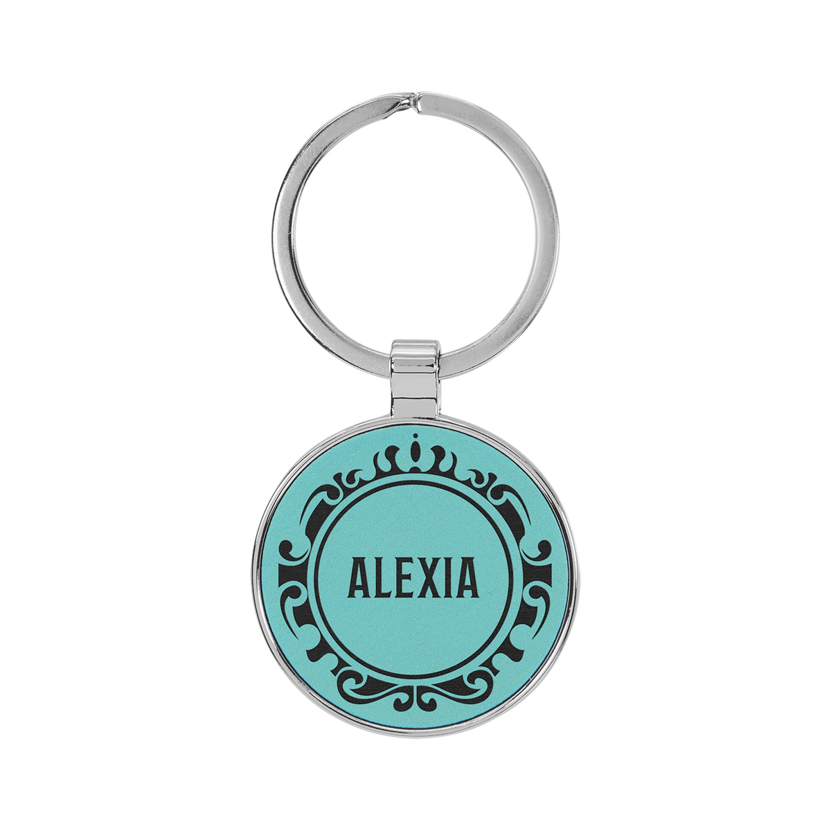 Leatherette/Metal Round Keychain 1.5"