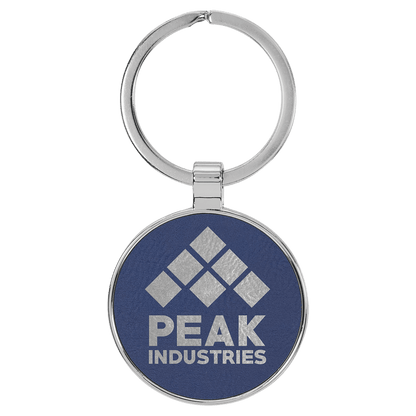 Leatherette/Metal Round Keychain 1.5"