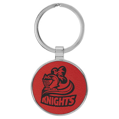 Leatherette/Metal Round Keychain 1.5"