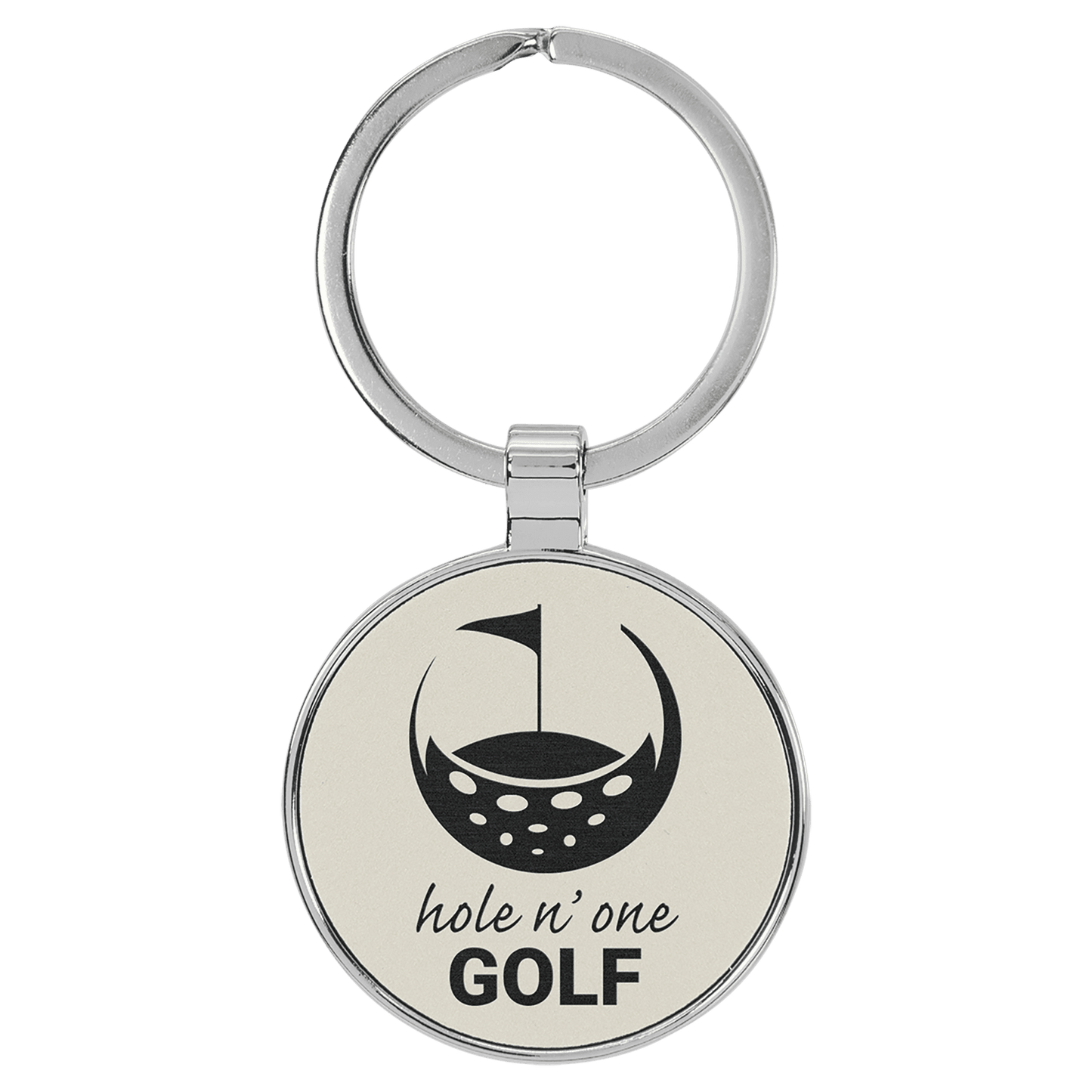 Leatherette/Metal Round Keychain 1.5"