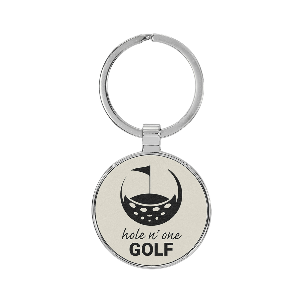 Leatherette/Metal Round Keychain 1.5"