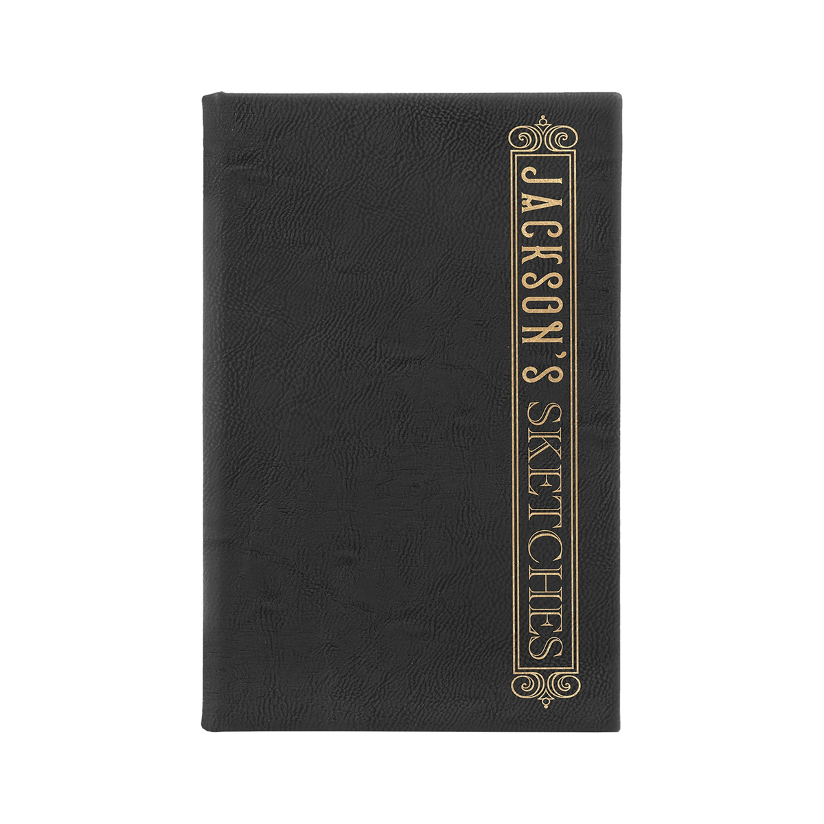 Leatherette Sketch Book with Unlined Notepad, Black/Gold