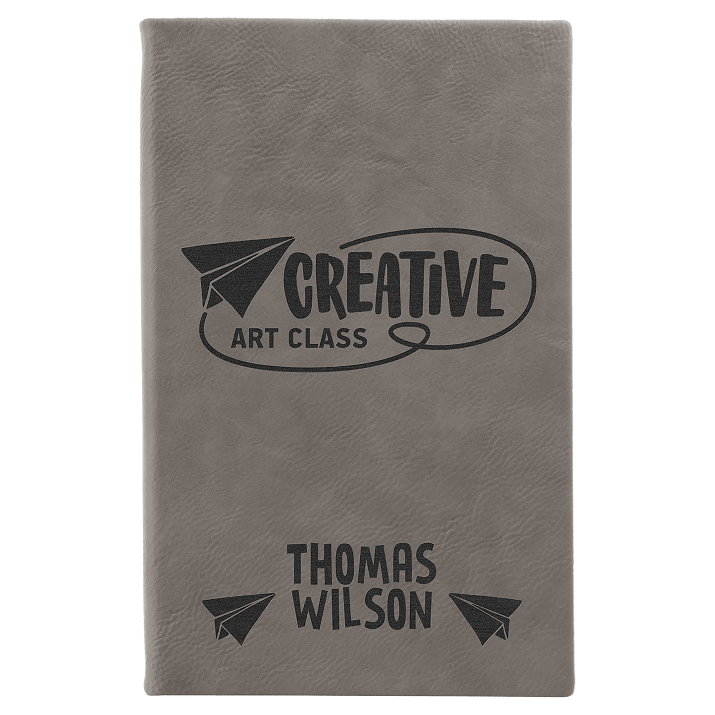 Gray Leatherette Sketch Book with Unlined Notepad