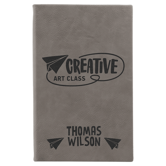 Gray Leatherette Sketch Book with Unlined Notepad