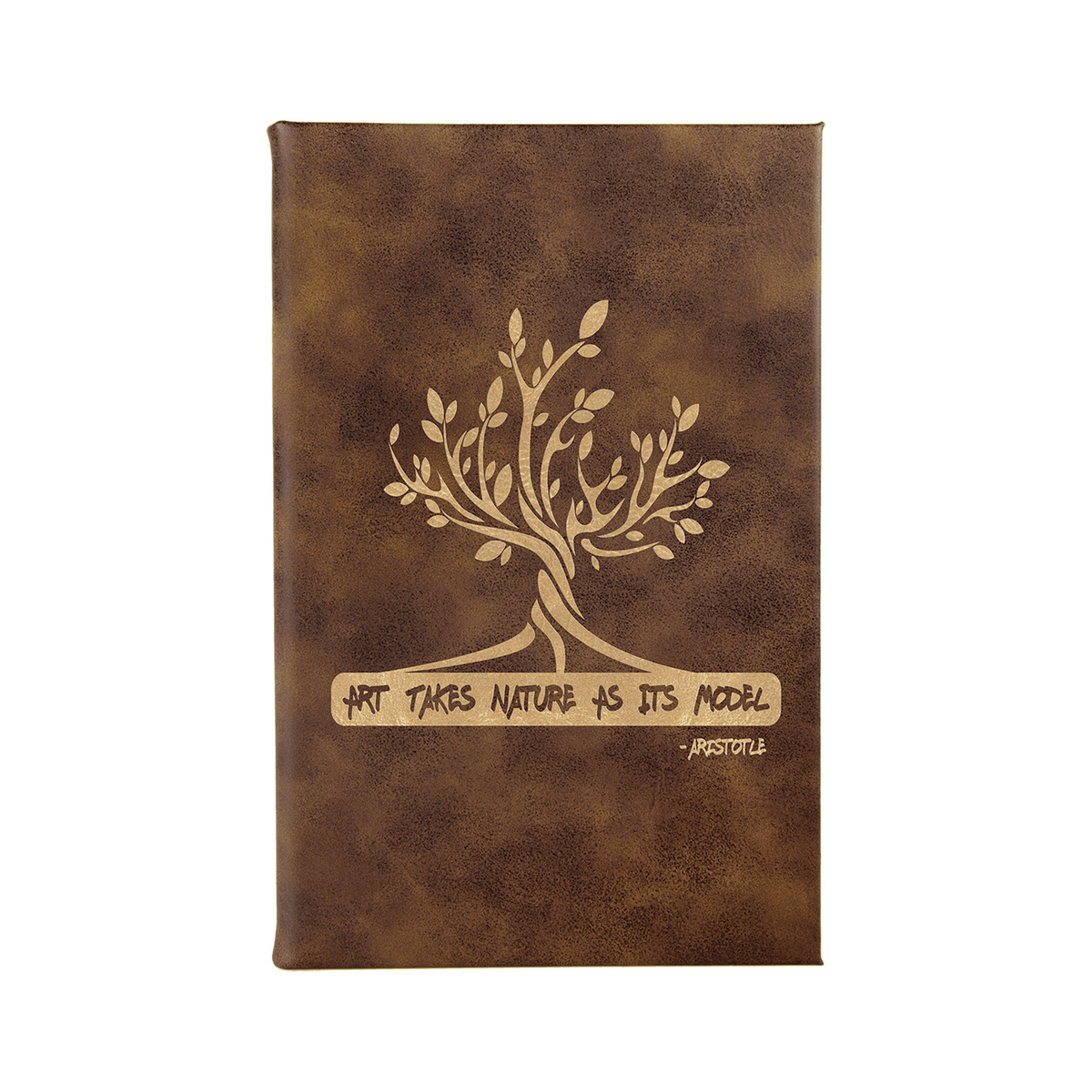 Leatherette Sketch Book with Unlined Notepad, Rustic/Gold