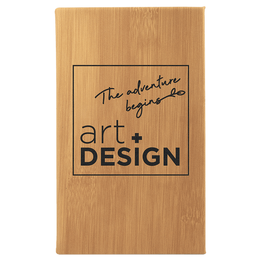 Bamboo Leatherette Sketch Book with Unlined Notepad