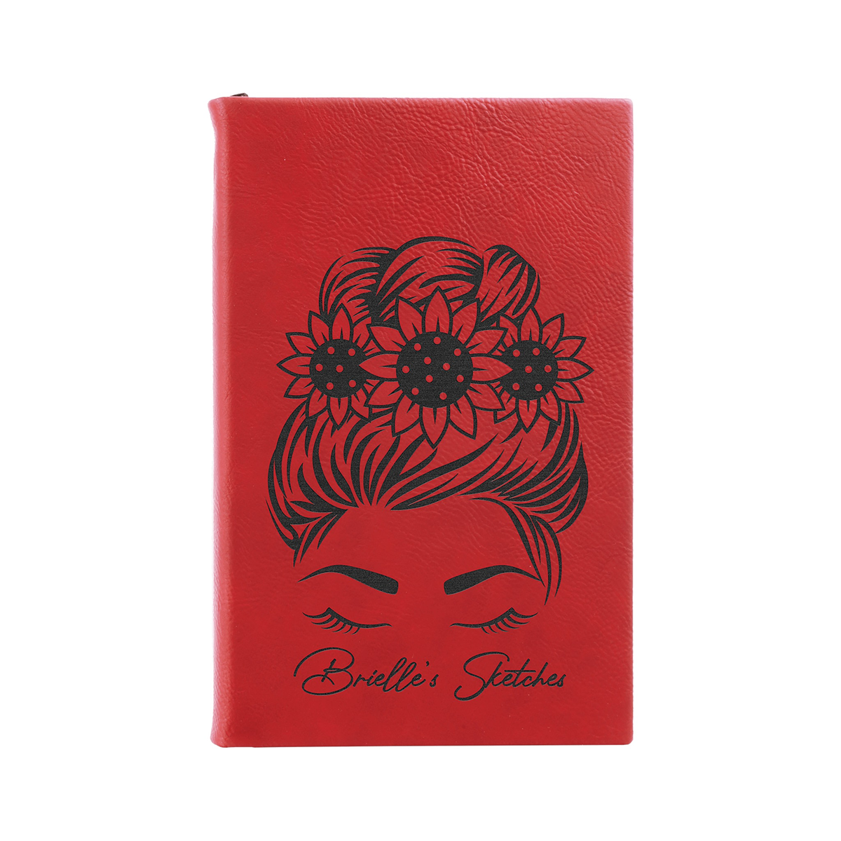 Leatherette Sketch Book with Unlined Notepad, Red