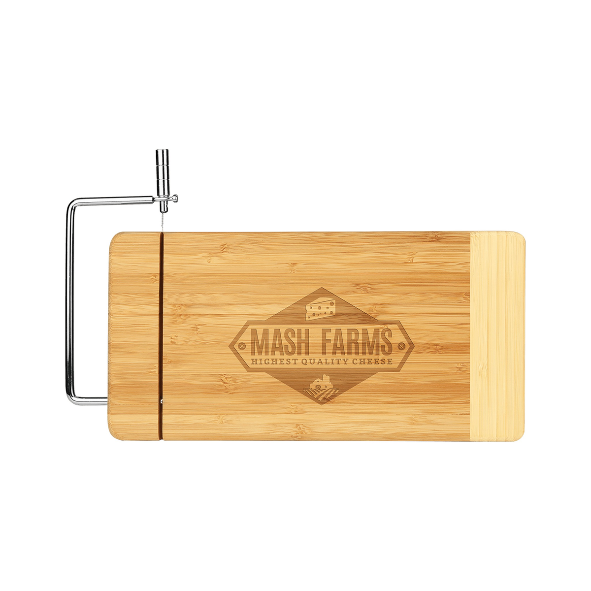Bamboo Rectangle Cutting Board with Metal Cheese Cutter, 12" x 6"