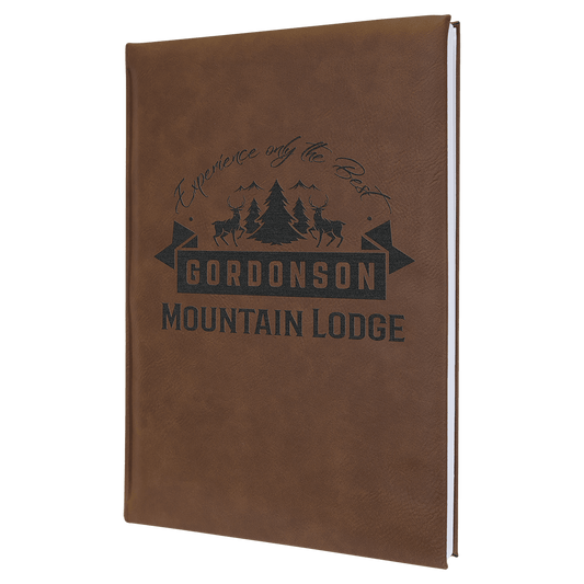Dark Brown Leatherette Journal with Lined Notepad