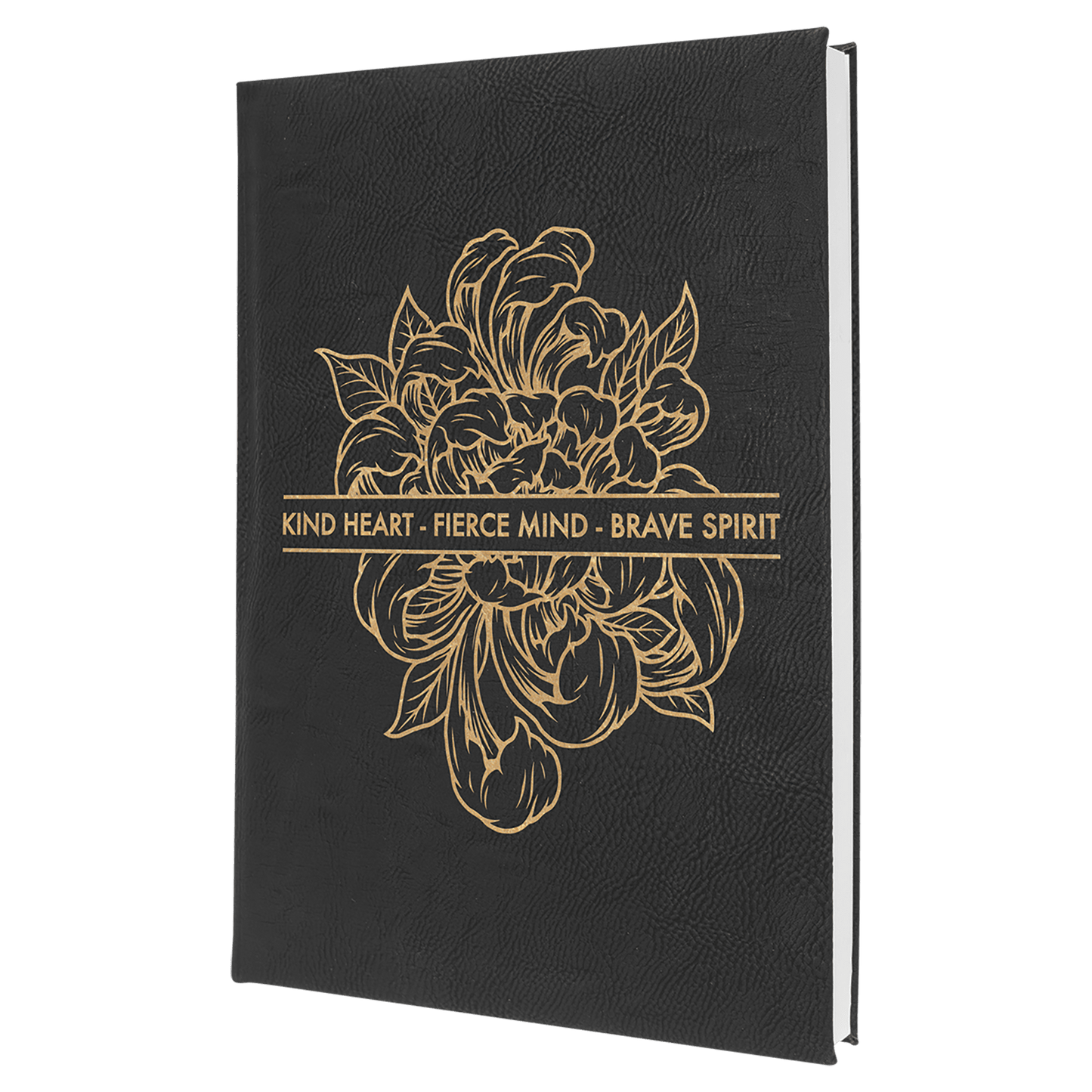 Black/Gold Leatherette Journal with Lined Notepad