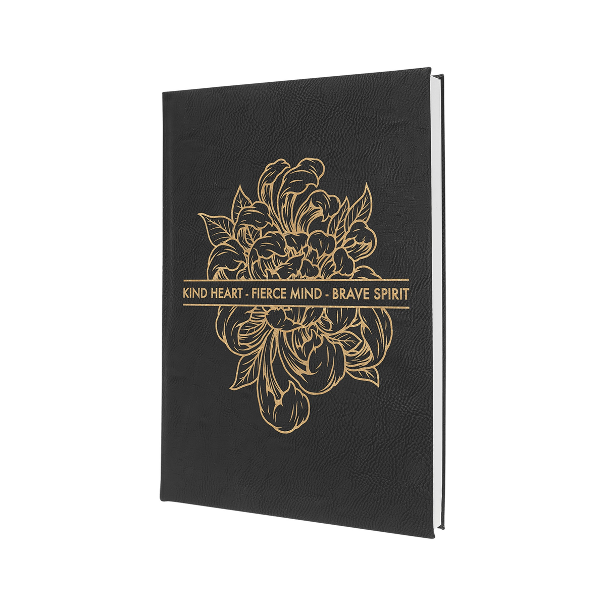 Leatherette Journal with Lined Notepad, Black/Gold