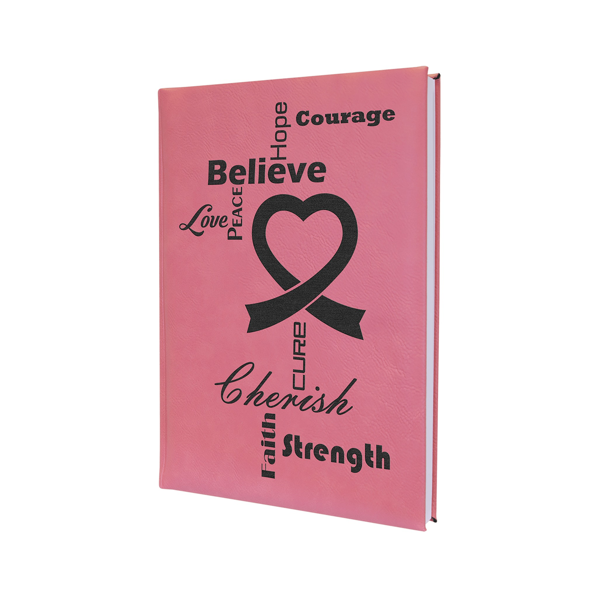 Leatherette Journal with Lined Notepad, Pink