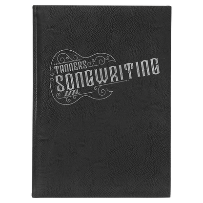 Black/Silver Leatherette Journal with Lined Notepad