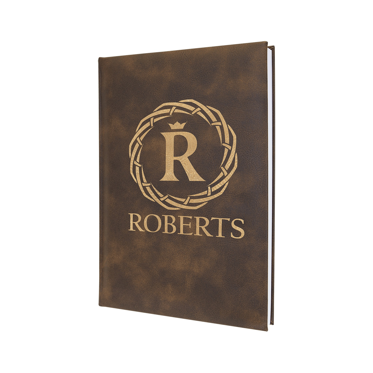 Leatherette Journal with Lined Notepad, Rustic/Gold